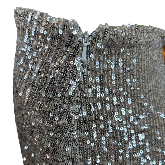 Banana Republic Women's Sequin Blazer & Mini Skirt Set Silver Sparkling Sz 8/10 - Picture 9 of 15